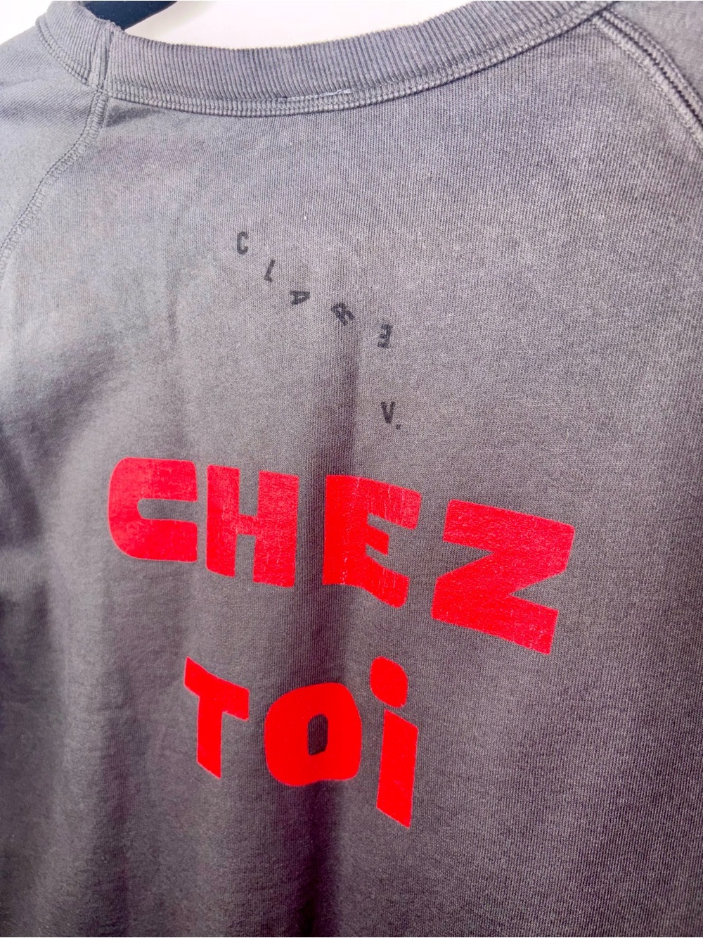 Clare V Chez Moi Chez Toi Graphic Sweatshirt Charcoal Gray Crewneck